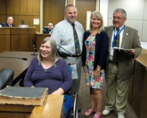 (l-r) Carolyn Schwebel, AH Borough Administrator Adam Hubeny, Jane Reynolds, Mayor Fred Rast